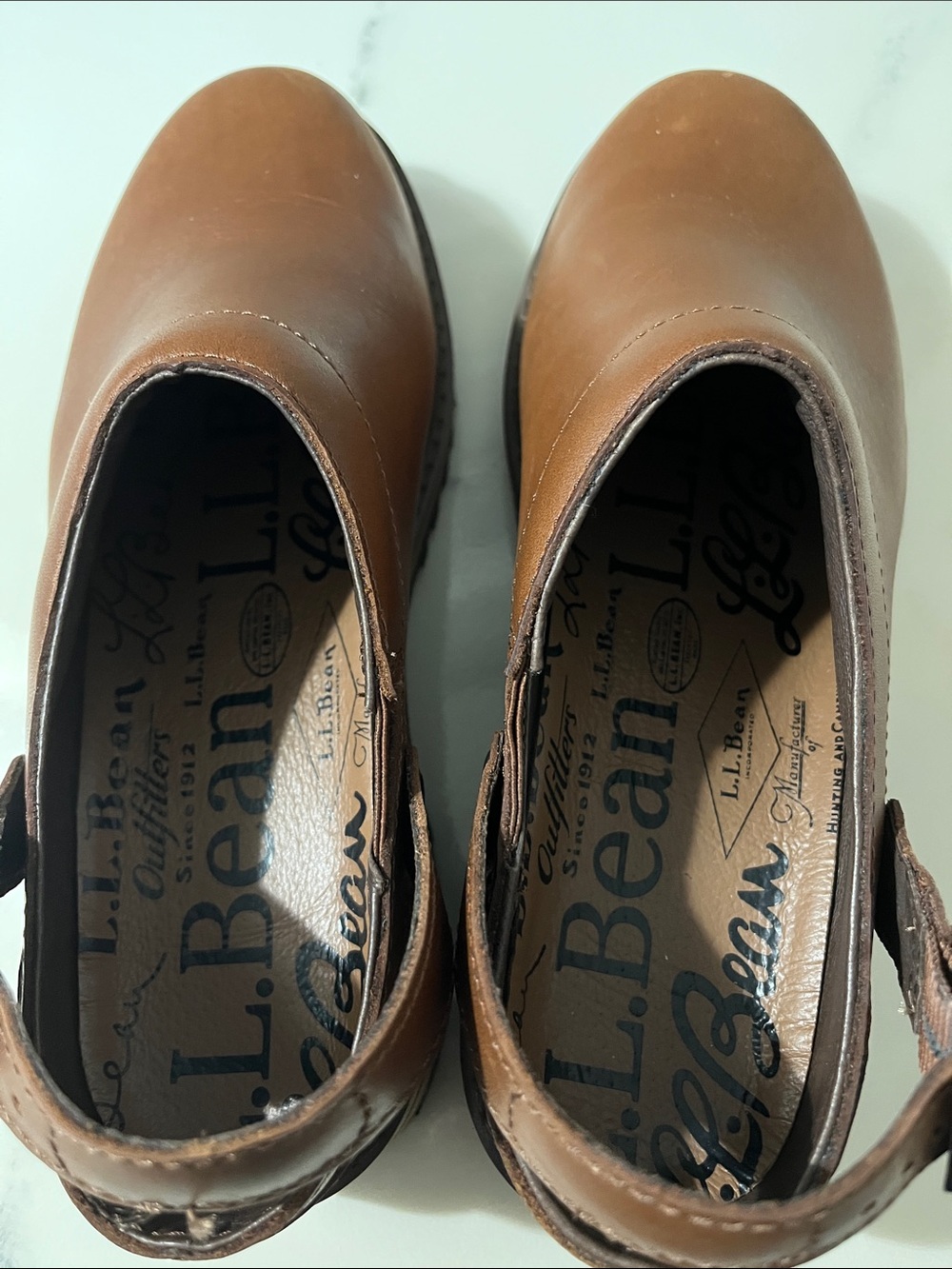 L.L. Bean Brown Leather Women's Slingback Clogs - Picture 7 of 10